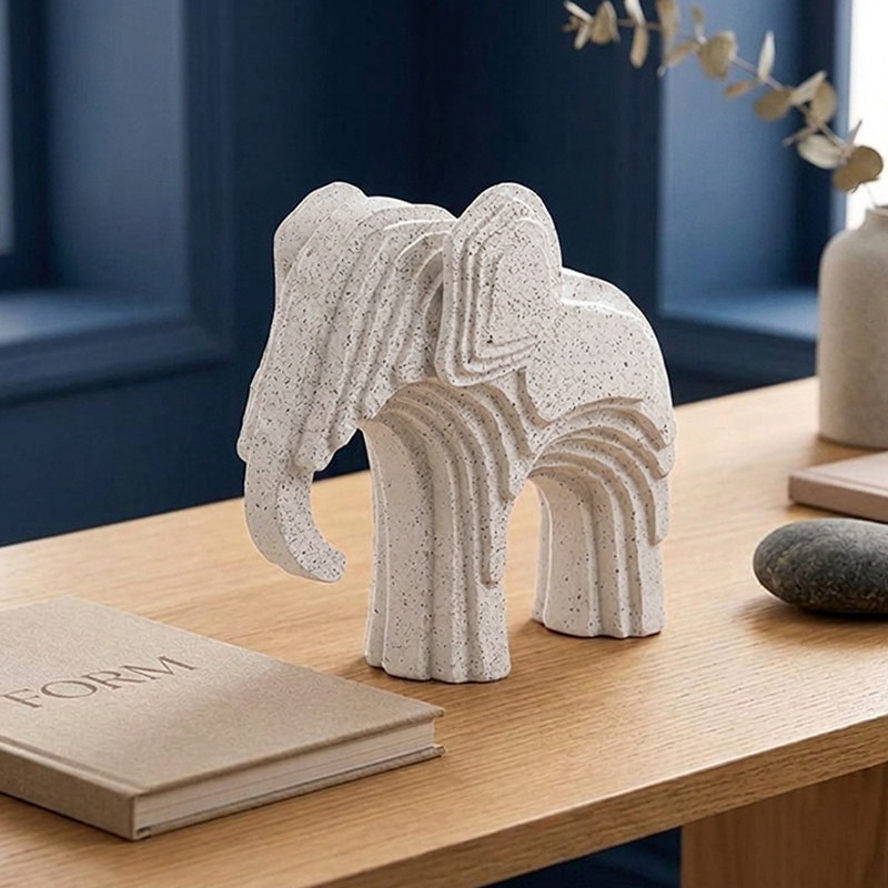 African Tuskers Showpiece - White