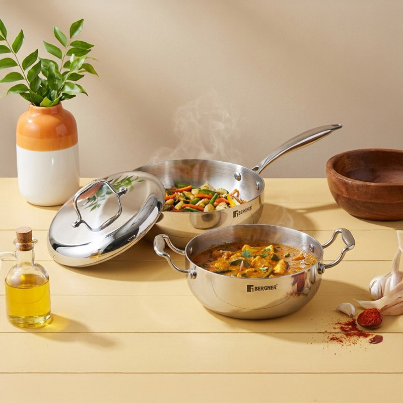 KitchenEssence Triply Cookware Set (3000 mL/2500 mL) - Two Piece Set - Bundles
