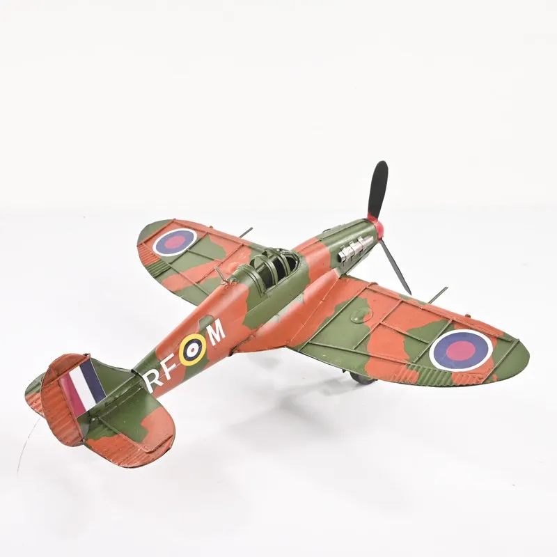 Top angled view of the aeroplane showpiece showing wings and painted detailing
