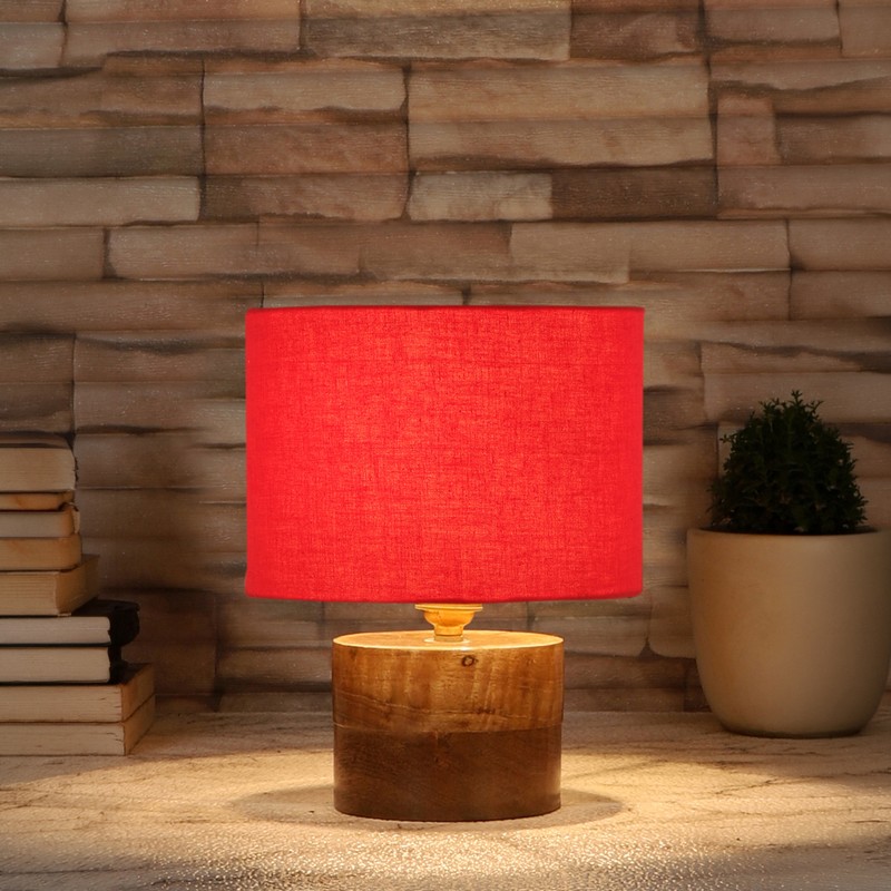 Periderm Wooden Table Lamp - Red