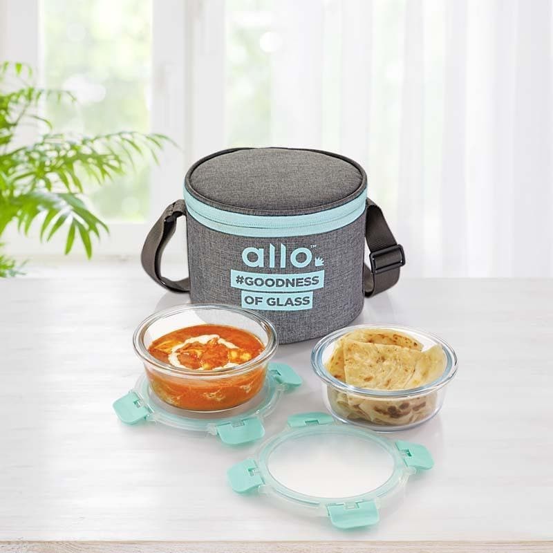 Jonas Lunchbox With Round Grey Bag (390 ML) - Set Of Two - 390 ML