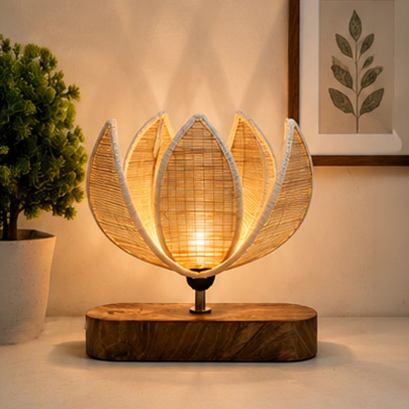 Arcuate Wooden Table Lamp - Beige