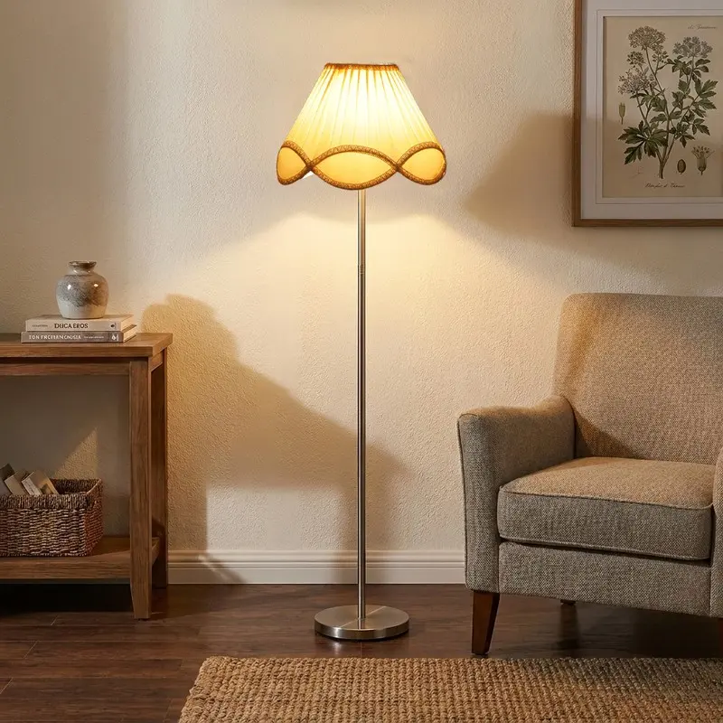Royal Pleated Petal Cotton Floor Lamp