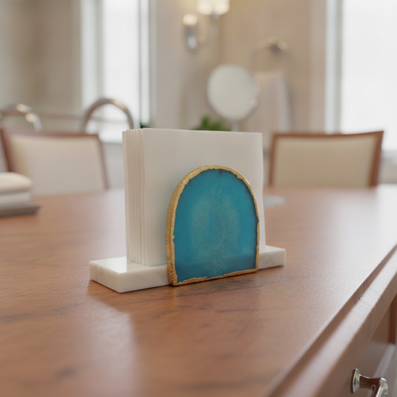 Azure Arch Marble Tissue Holder - Blue