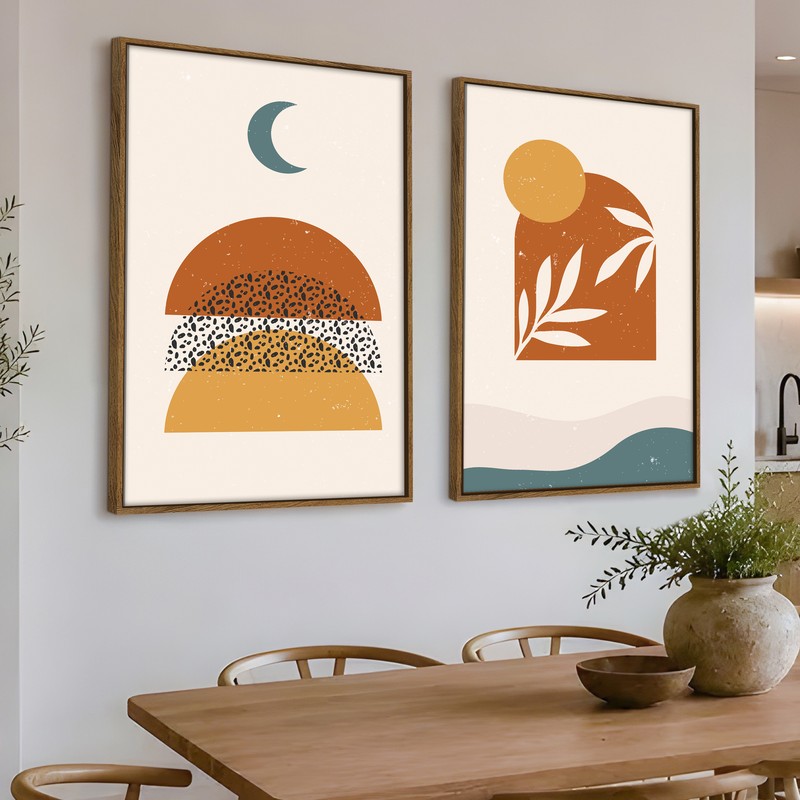 Terracotta Tides Canvas Wall Paintings - Set of Two