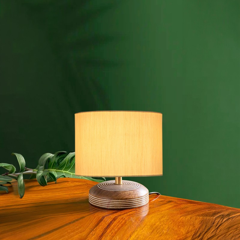 Annular Wooden Table Lamp - Beige