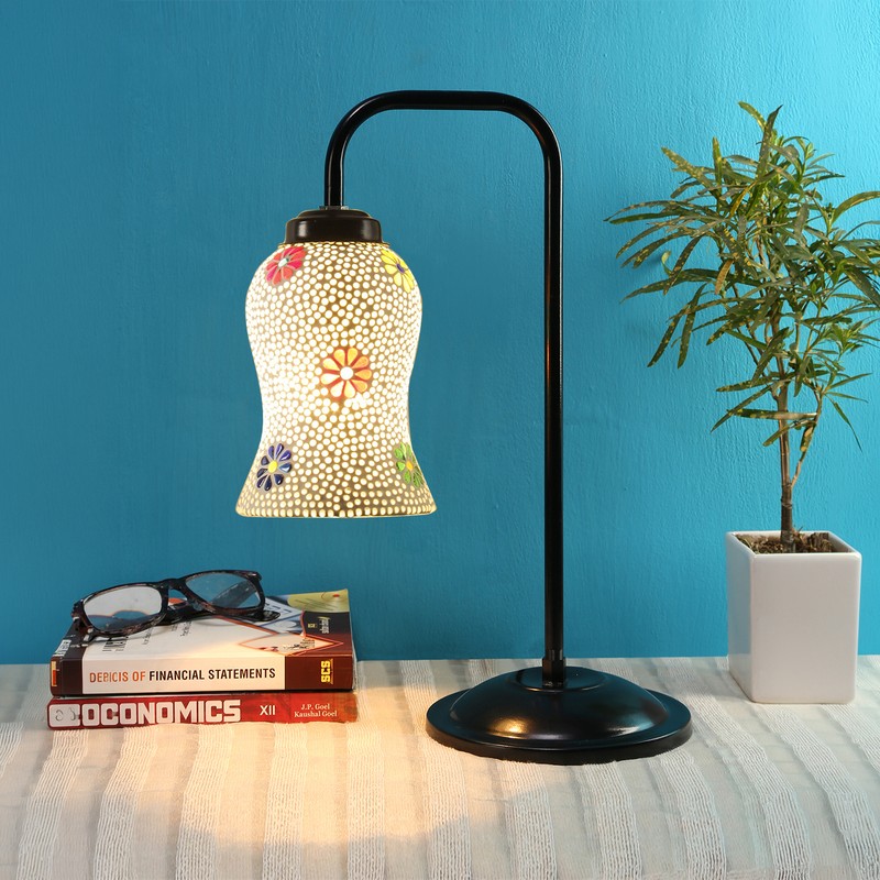 Astrantia Glass Table Lamp - White, Black