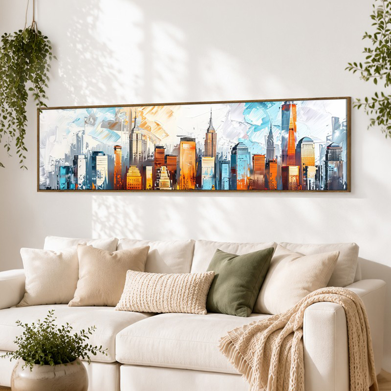 Vibrant Cityscapes Modern Canvas Wall Art With Frame