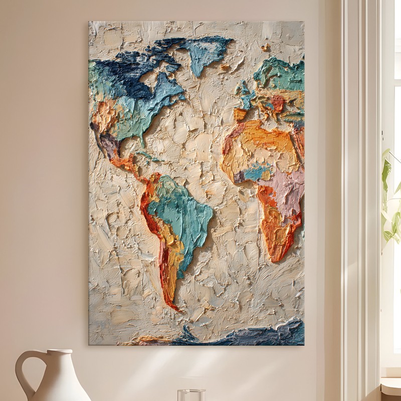 Textured Globe Gallery Wrapped Canvas Wall Painting