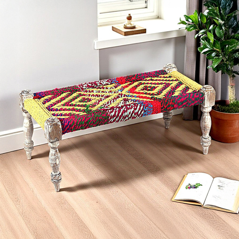 Fryxo Sheesham Wooden Bench - Multicolor
