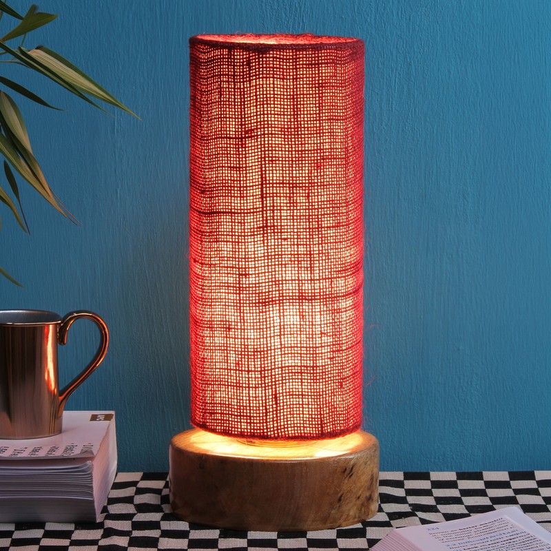 Fulgor Wooden Table Lamp - Maroon