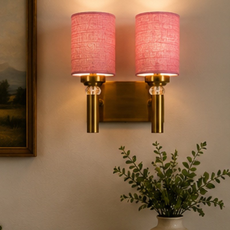 Aurelle Twin Jute Wall Lamp - Pink