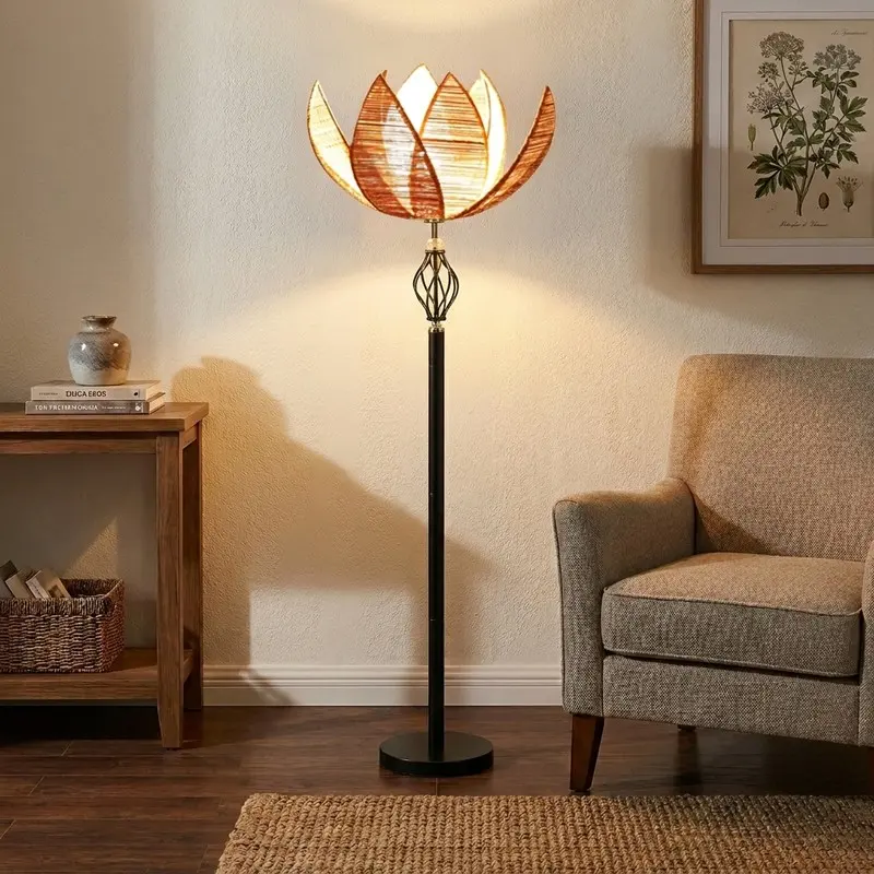 Lotus Bloom Bamboo Floor Lamp