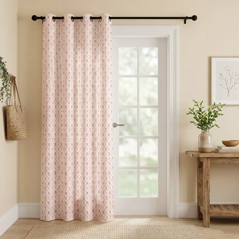 Dreamzy Printed Cotton Curtain - Orange