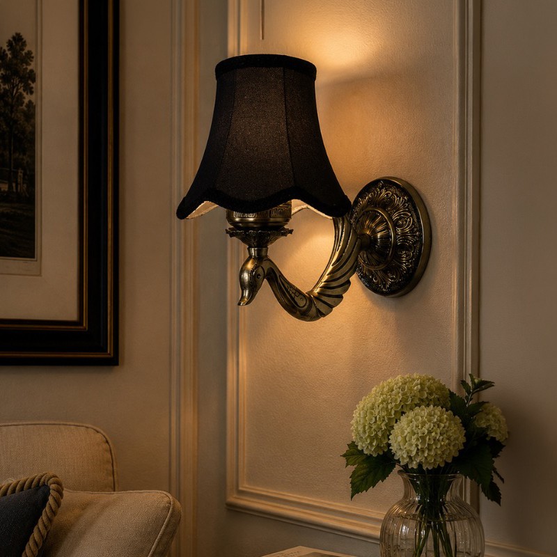 Obsidian Grace Cotton Wall Lamp - Black