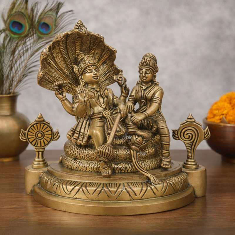 Shri Laxmi Narayan On Sheshnaag Brass Idol