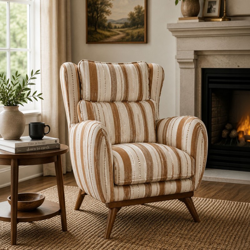 Melloway Teak Wood & Suede Lounge Chair