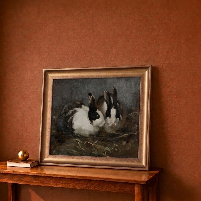 Resting Rabbits Canvas Wall Painting