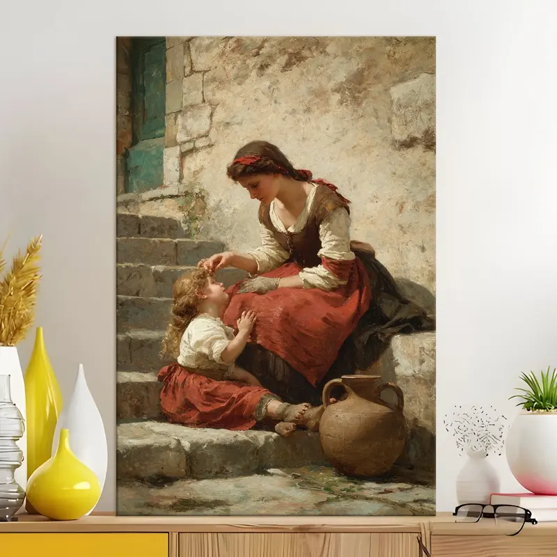 Motherly Affection Courtyard Canvas Wall Painting