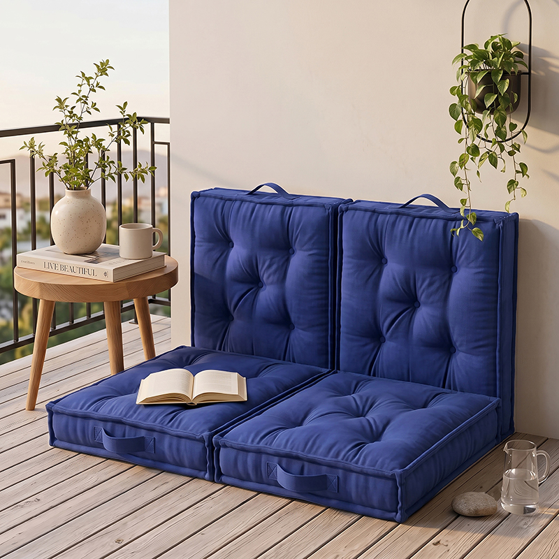 Lounge Bloom Floor Cushion (Blue) - Set of Four - 16 x 16 Inches