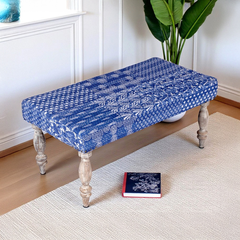 Delvo Sheesham Wooden Bench - Blue