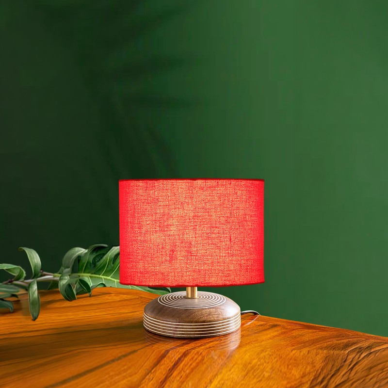 Annular Wooden Table Lamp - Red