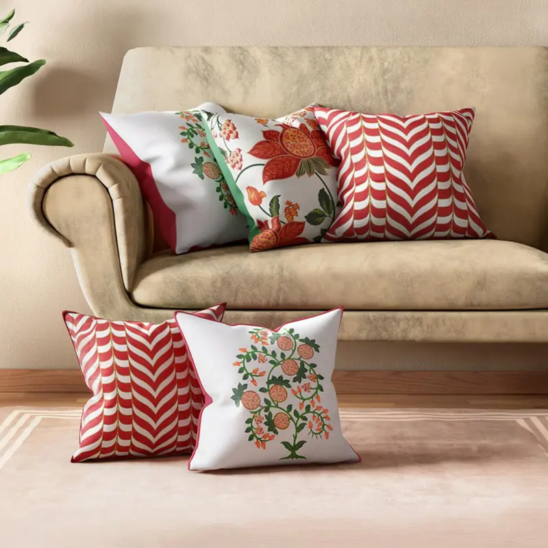 India Circus Aesthetic Anaar Printed Cushion Covers - Set of Five